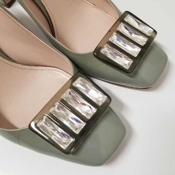 Miu Miu Green Heels with Silver Accent 42/12 - Picture 2 of 15